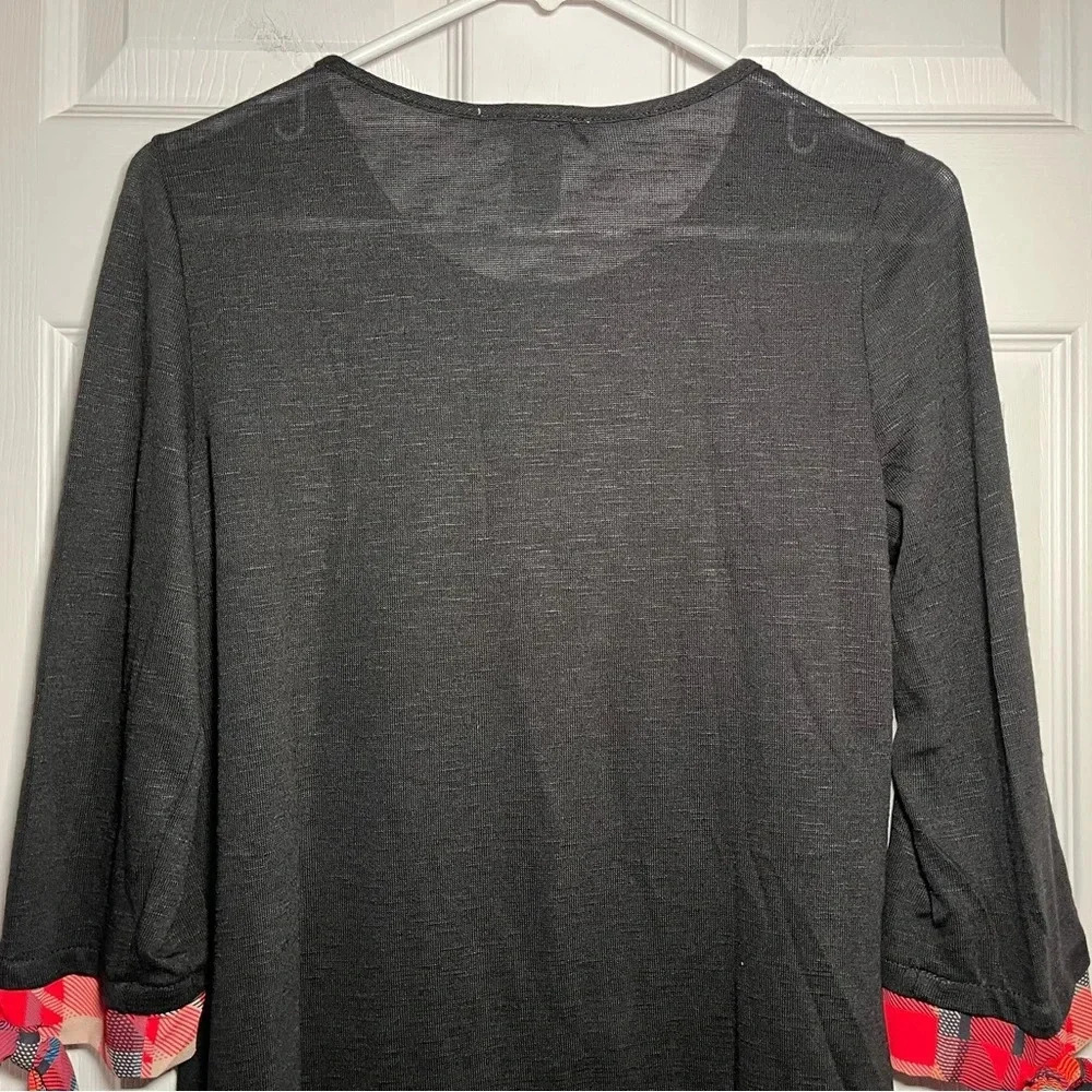 Notations Size Small Black Red Plaid Split Hem Bl… - image 8